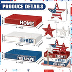 Geelin 4 Pcs Veterans Day Patriotic Table Decoration Wooden Book Stack Sign - Image 4