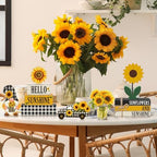 11 Pcs Sunflower Table Centerpiece Decorations, Wooden Stacked Sign - Image 5