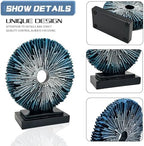 Round Statue for Home Decor, Abstract Office Desk Sculpture for Men, Blue - Image 6