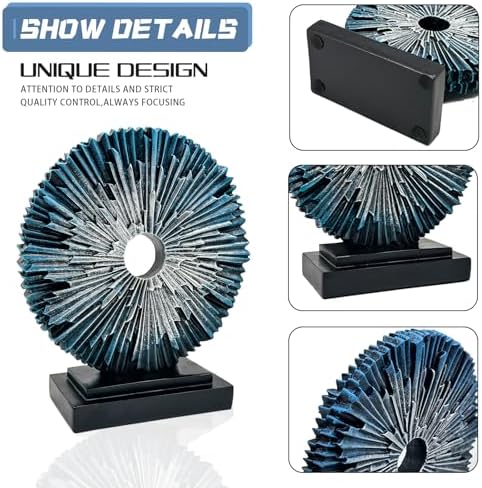 Round Statue for Home Decor, Abstract Office Desk Sculpture for Men, Blue - Image 6