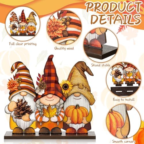 Wenqik 6 Pcs Fall Wooden Table Decorations for Home and Office, Harvest - Image 4