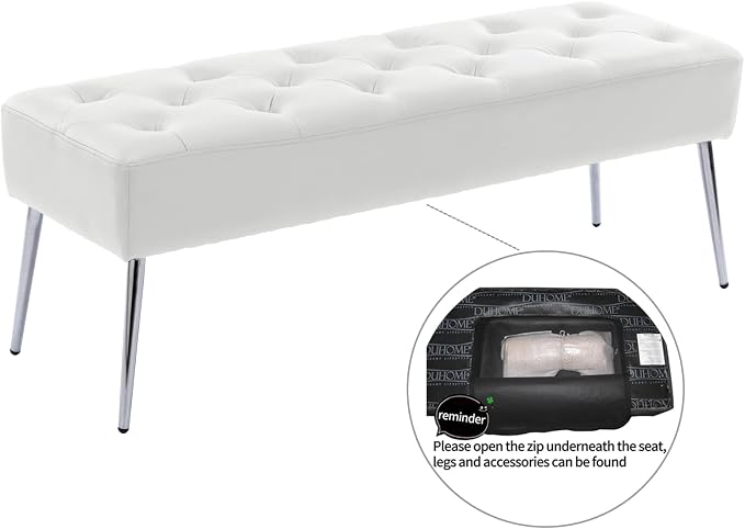 DUHOME Button-Tufted Ottoman Bench, Upholstered Footrest Stool Rectangular - Image 6