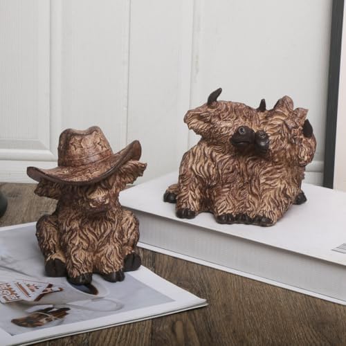 Vintage Western Cowboy Animal Figurine - Resin Decorative Statue with Star-Embellished Hat, Rustic Home Décor Accent for Shelf/Table, Collectible Gift for Western Enthusiasts (NIUZAI) - Image 5