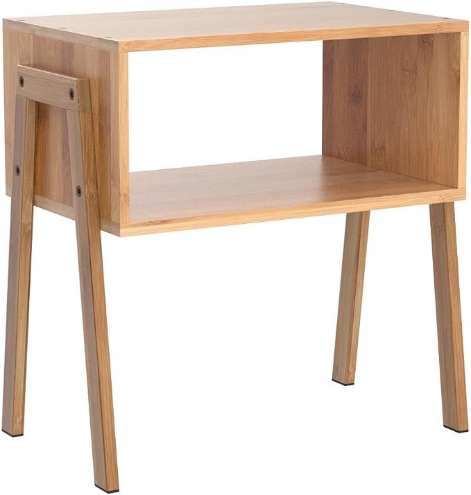 Vdomus Bamboo Stackable Nightstand Set of 2- Natural Wood Matching Side Table - Image 5