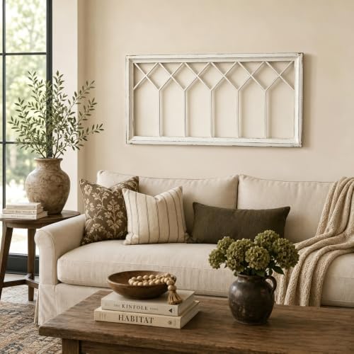 Sintosin Rustic Window Frame Wall Decor 19 X 39 Inches, Distressed White - Image 4