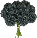 Mandy's 12pcs Artificial Dark Grey Ball Chrysanthemum Flowers by Mandys