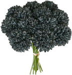 Mandy's 12pcs Artificial Dark Grey Ball Chrysanthemum Flowers by Mandys