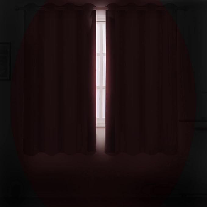 Red Thermal Blackout Curtains/52 x 72 Inch/Set of 2 Panels Room Darkening - Image 3