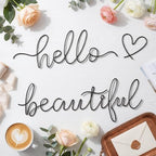 Hicarer Metal Hello Beautiful Wall Art Minimalist Wall Decor, Black - Image 6
