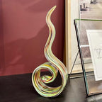 11.4" Tall Hand Blown Glass Sculpture, Murano Style Art Glass Figurine, Modern Coastal Home Decor Accent for Shelf, Table, TV Stand, Living Room Decoration - Image 3
