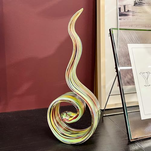 11.4" Tall Hand Blown Glass Sculpture, Murano Style Art Glass Figurine, Modern Coastal Home Decor Accent for Shelf, Table, TV Stand, Living Room Decoration - Image 3