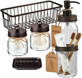 SheeChung Mason Jar Bathroom Accessories Set,6Pcs Rustic Bathroom Set,Brown by SheeChung