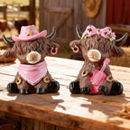 Wesiti 2 Pcs Highland Cow Figurines Resin Farmhouse Coffee Decor Statues - Image 6
