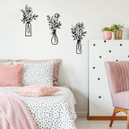 ARTINME 3 Pieces Metal Flowers Wall Arts - Rustic Farmhouse Decor Minimalist Flower Wall Decors for Living room Bathroom Kitchen Bedroom Dining Room - Housewarming Gifts (Black) - Image 7