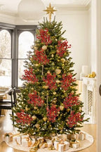 Oairse 8 Pcs Christmas Tree Picks and Sprays Red Glitter Christmas Picks 26.8" Christmas Glitter Eucalyptus Leaves Stems for Christmas Tree Filler Branches Wreaths Centerpieces Holiday Decorations - Image 3