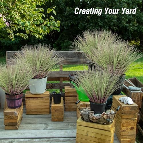 Ttranewsoo Artificial Purple Fountain Grass for Outdoor Planters, 24 Pcs 16.5 Inch Purple Green Faux Fall Grass, Artificial Plants and Greenery for Porch Pots, Patio and Seasonal Home Decor - Image 5