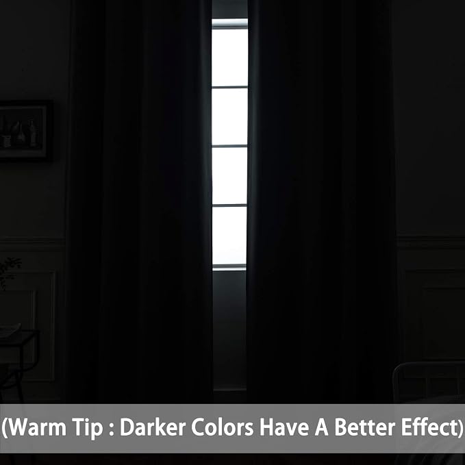Yakamok Room Darkening Curtains 42x72 inch Length Black-Living Room | 2 panels - Image 2