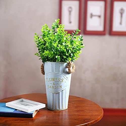 XLFAQXM Artificial Plants Flowers Grass Shrubs 8 Pack No Fade Faux Plastic Flowers Outdoor for Farmhouse Garden Porch Patio Indoor Wedding Decoration Greenery Fake Plants uv Resistant (1#Green) - Image 5