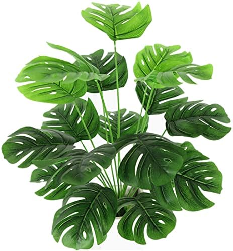CATTREE Artificial Monstera Deliciosa Plant 21 Inch, Fake Tropical Palm Tree Faux Greenery Leaves Plants for Indoor Outdoor Home Office Garden Houseplants Decor Wedding Party DIY Decoration - 1 Pack by CATTREE