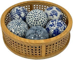 Galt International 4" Diameter Blue & White Floral Chinoiserie Ceramic Ball (Set of 3) Style 1| Decorative Ball Vase Bowl Filler - Image 5