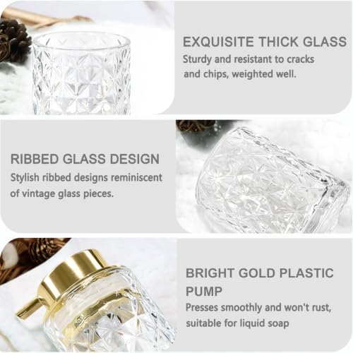 CERBIOR Bathroom Accessories Set, 4 PCS Glass Bathroom Set,Golden White - Image 5