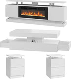 4-Piece Modern Living Room Table Set, Includes High Gloss 70" Fireplace TV Stand - Image 4