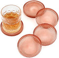 Modern Clear Coaster Set of 5- Glass Coasters for Drinks, Clear Red by Unknown