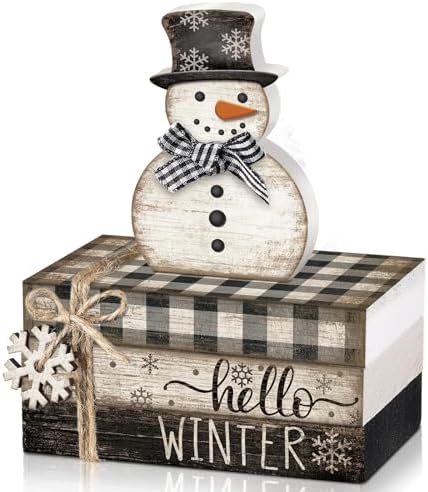 4 Pcs Winter Snowman Decor, Hello Winter Table Decorations by Anglechic