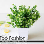 CATTREE Artificial Plants, Faux Plastic Bean Flowers Shrubs Fake Grass Leaves Simulation Greenery Bushes Indoor Outside Home Garden Office Yard Verandah Wedding Decor - 4 Pcs - Image 5