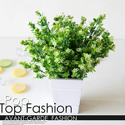 CATTREE Artificial Plants, Faux Plastic Bean Flowers Shrubs Fake Grass Leaves Simulation Greenery Bushes Indoor Outside Home Garden Office Yard Verandah Wedding Decor - 4 Pcs - Image 5