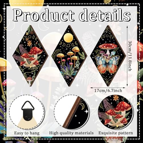6 Pcs Halloween Witchy Wall Decor Gothic Sun and Moon Phases, Mushroom - Image 3