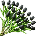 ONLY ART Artificial Black Tulips 20 Pcs – 13.5 Inch PU Faux Flowers with Bendable Stems for Home Décor, Wedding Centerpieces, DIY Floral Arrangements, New Year and Valentine's Day by ONLYART