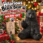 Black Bear Middle Finger Figurine, Hilarious Funny Resin Bear Statue - Image 2