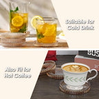Modern Clear Coasters Set of 5- Glass Cute Coasters for Drinks, Amber - Image 6