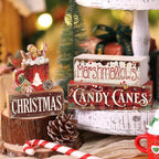 Moucuny 4 Pcs Christmas Hot Cocoa Wooden Block Set, Tiered Tray Decor - Image 4