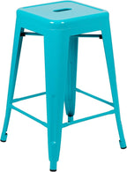 Flash Furniture Lily 24" High Metal Counter-Height, Indoor Bar Stool in Teal - Image 7
