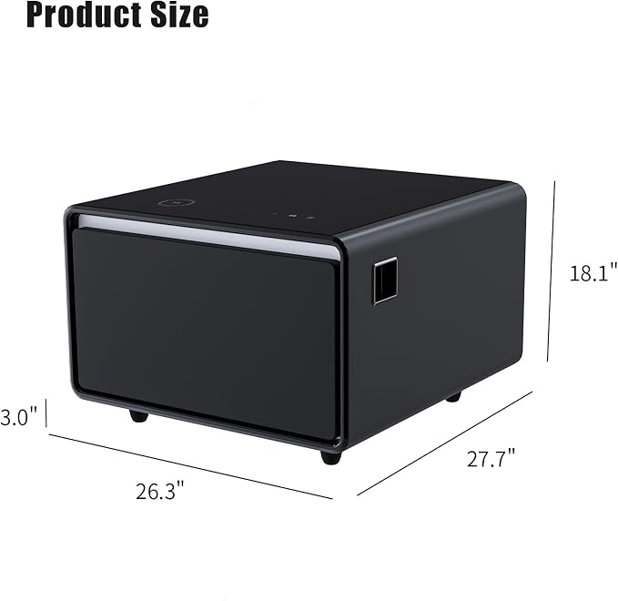LUMISOL Smart Side Table with Built-in Fridge, Wireless Charging, Temperature - Image 7