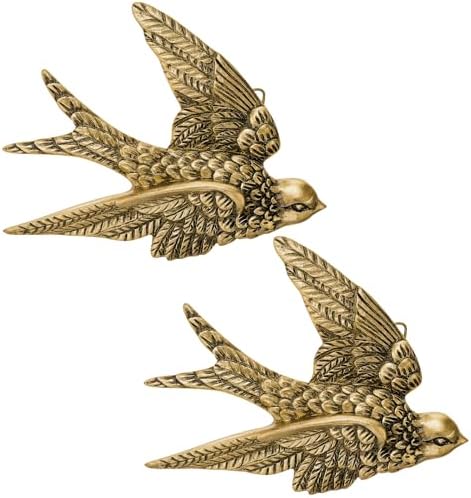 2 Piece Vintage Swallow Wall Decor, 4.7 Inch 3D Resin Bird Art Sculptures by Kathfly