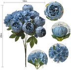 Artificial Peony Flowers 2 Bundles Peony Fake Flowers Faux Silk Peonies with Hydrangea Flower Bouquets for Wedding Home Party Decor Floral Arrangements Table Centerpieces, Dusty Blue X2 - Image 2