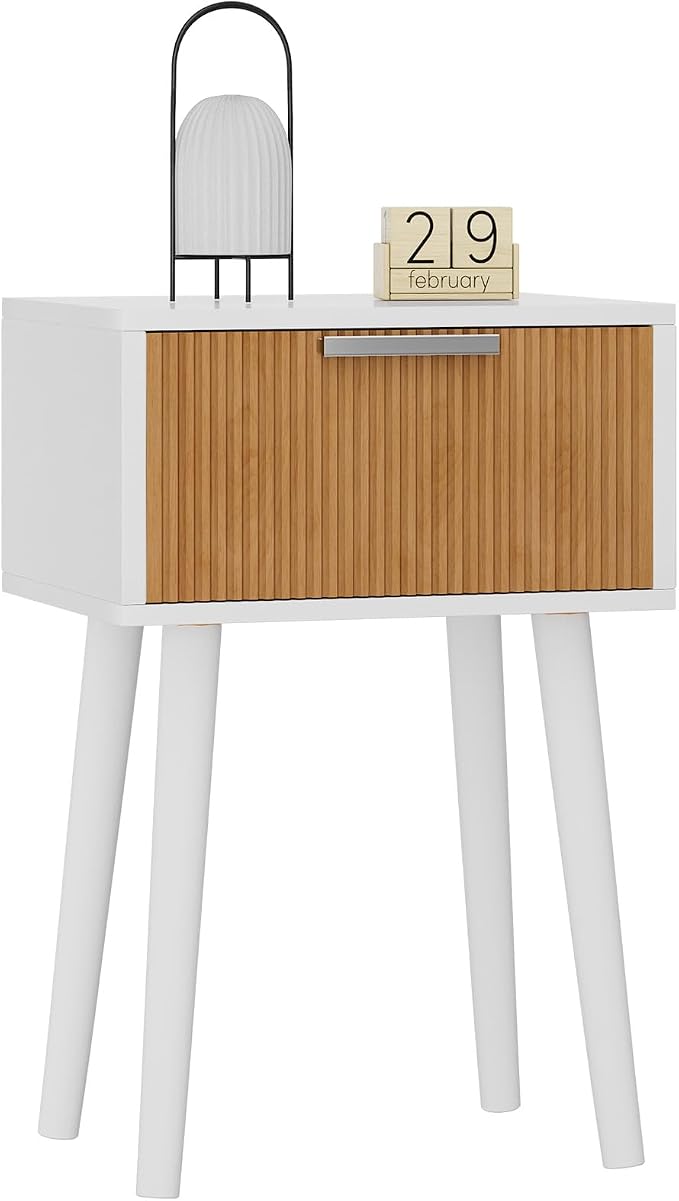 YMYNY Narrow Fluted Nightstand, Small End Table, Modern Coffee Table by High-qualityhomefurnishing