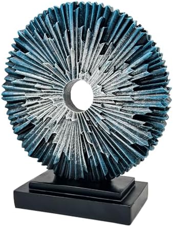 Round Statue for Home Decor, Abstract Office Desk Sculpture for Men, Blue by Paytonture