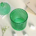 Sizikato Diamond Faceted Glass Candy Jar with Lid, 18oz Green Decorative Jar, Nut Jar, Dried Fruit Storage Jar. - Image 6
