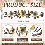 Wesiti Metal Flower Wall Art Decor Vintage Wrought Scroll, Gold - Image 2