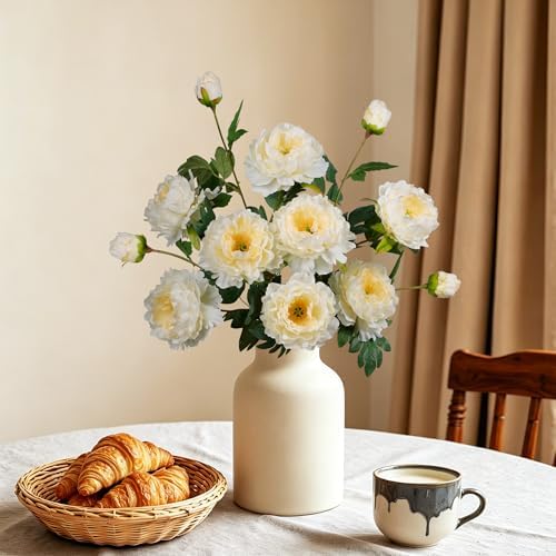 Silk Peonies Artificial Flowers, Champagne, 4PCS, 31.5'' Long Stem - Image 3