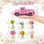 Pink Vintage Truck Decor for Mom with Flower Bouquets, Best Mom Ever Metal Pickup Tabletop Decoration, for Mom, Birthday Gift for Mother, Farmhouse Spring Home Decor - Image 3