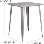 Flash Furniture Nolan Commercial Grade 31.5" Square Silver Metal Indoor-Outdoor - Image 3