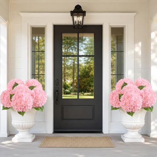 8 Pcs Real Touch Hydrangea Artificial Flowers, 21" Fake Flowers, Light Pink - Image 5