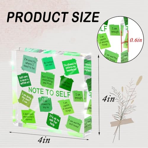 Motivational Office Decor - 4x4 inch Acrylic Sign, Green Desktop Decoration, Printed with Motivational Quotes, Perfect Wellness Gift for Positive Workspace, Gift for Women - Image 2