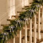 DIYDEC 24pcs Pearl Christmas Bow Ornament 7&4.5In Tree Topper Hanging Decor - Image 6