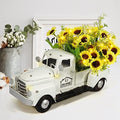 OurWarm White Vintage Truck Decor with Sunflowers, Rustic Farmhouse Decor by OurWarm